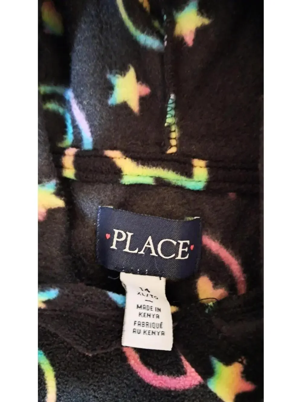 PLACE :Girls Size 14 Rainbow Smile Long Sleeve Hooded Sweatshirt